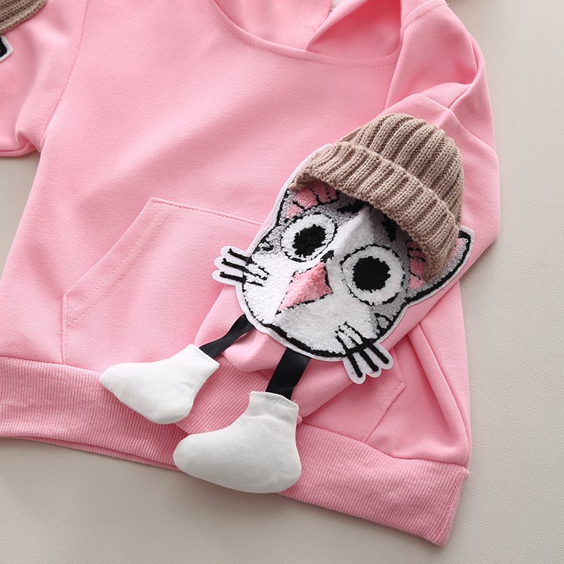 2024 Winter high quality kids jogging hoodie set toddler baby boys girls pullover pattern fleece sweatpants and hoodie suit