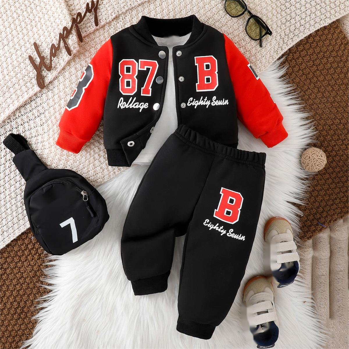 Ins Fashion Winter Autumn Children Suits 2pcs Cartoon Fashion Boys Clothing Sets