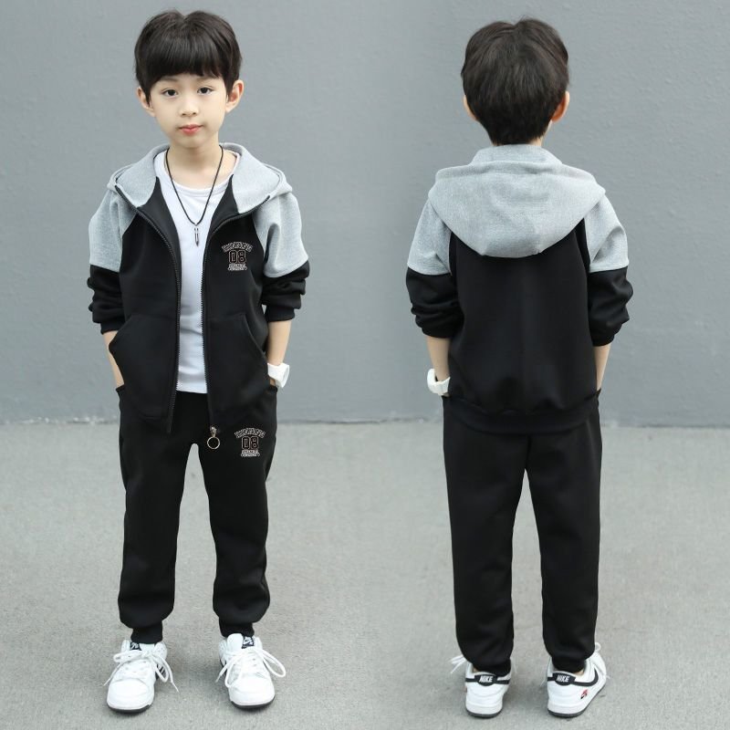 RTS baby clothing sets Stylish Boys' Clothing Sets with Hooded Jackets and White Sneakers for Outdoor Fun
