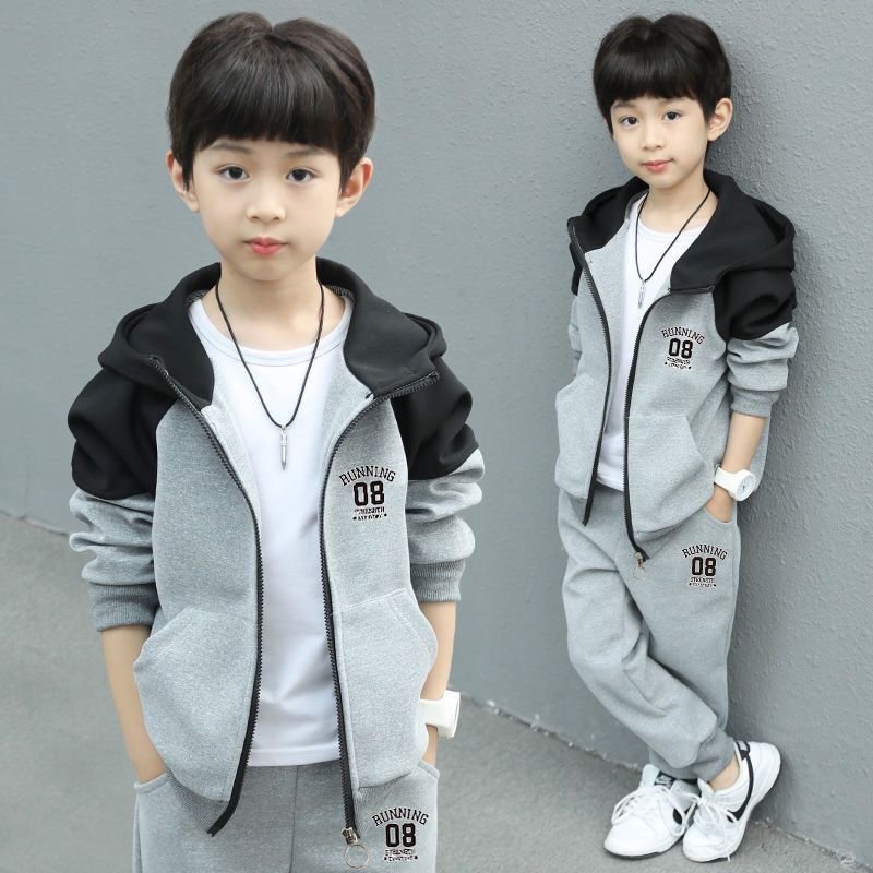 RTS baby clothing sets Stylish Boys' Clothing Sets with Hooded Jackets and White Sneakers for Outdoor Fun