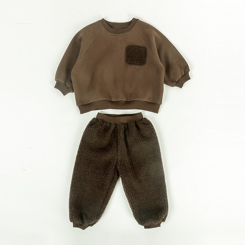 Toddlers Boy Clothing Sets Girl Clothes Outfits Winter Children Fleece Lamb Cashmere Pants
