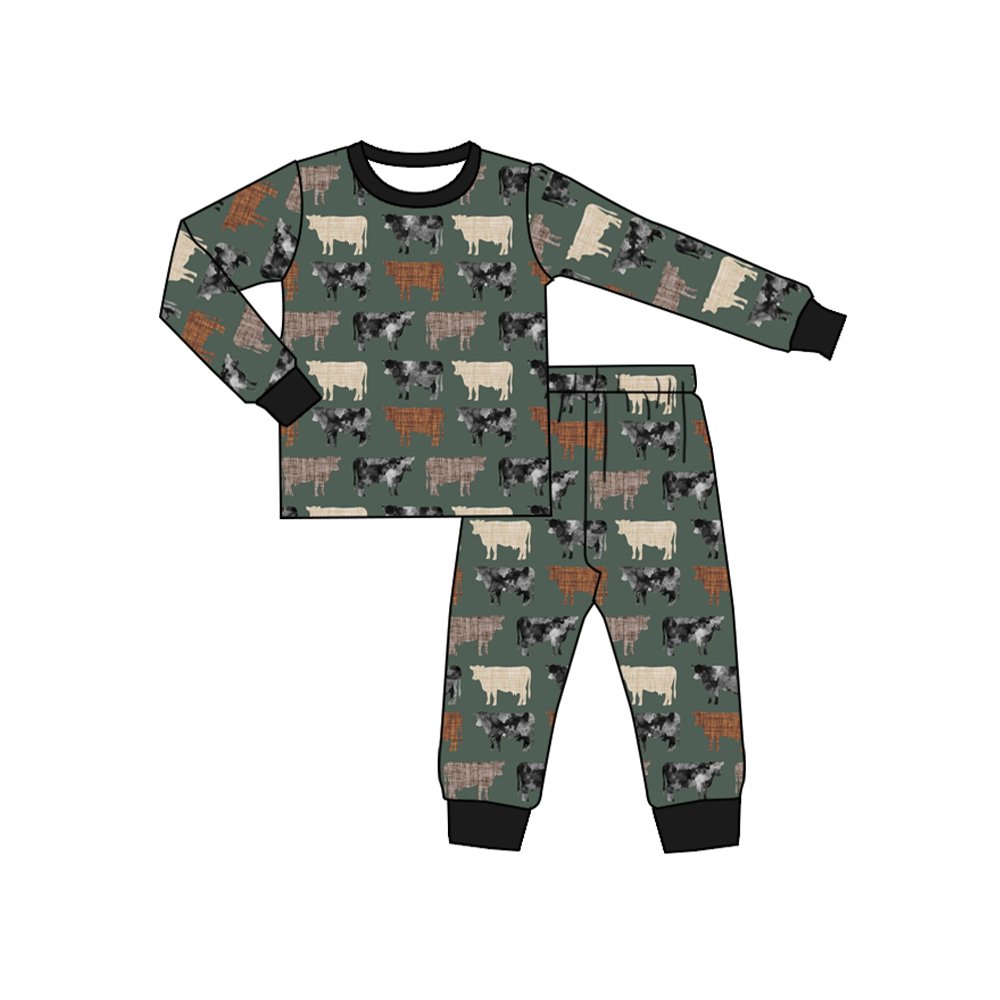 Preorder Baby Boys Toddler Long Sleeve Fall Brown Camo Bamboo Tee Shirts Top Pants Pajamas Boutique Outfits Clothes Sets