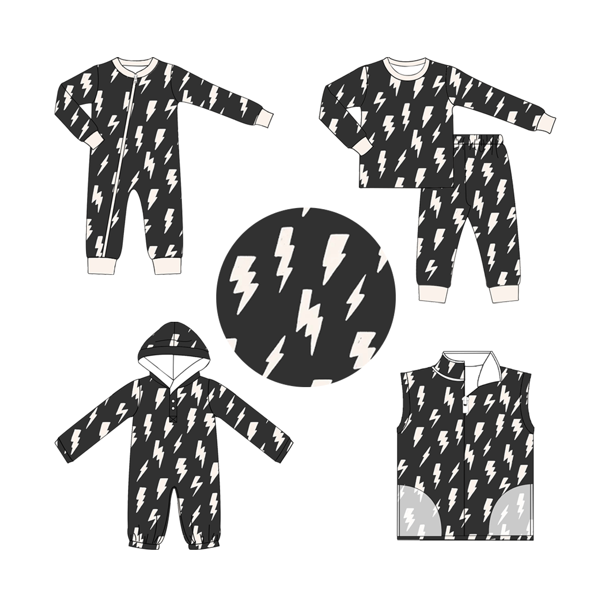 Puresun lightning printed Baby Boys Pajamas 2-Piece Set bamboo Organic Cotton Baby Boys Clothing Set