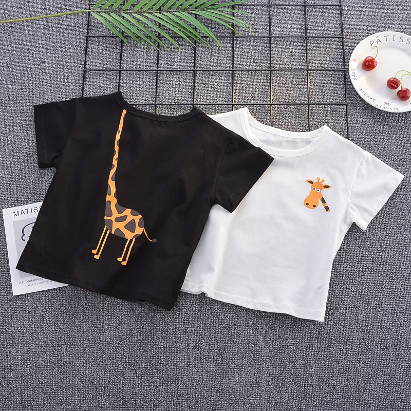 High quality summer kids clothing sets boys giraffe printing t shirt shorts kids clothing 1-5 years baby boy clothing sets