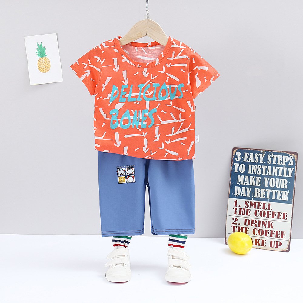 Children's short sleeve set summer cotton boys T-shirt girls shorts Baby baby clothes children's wholesale