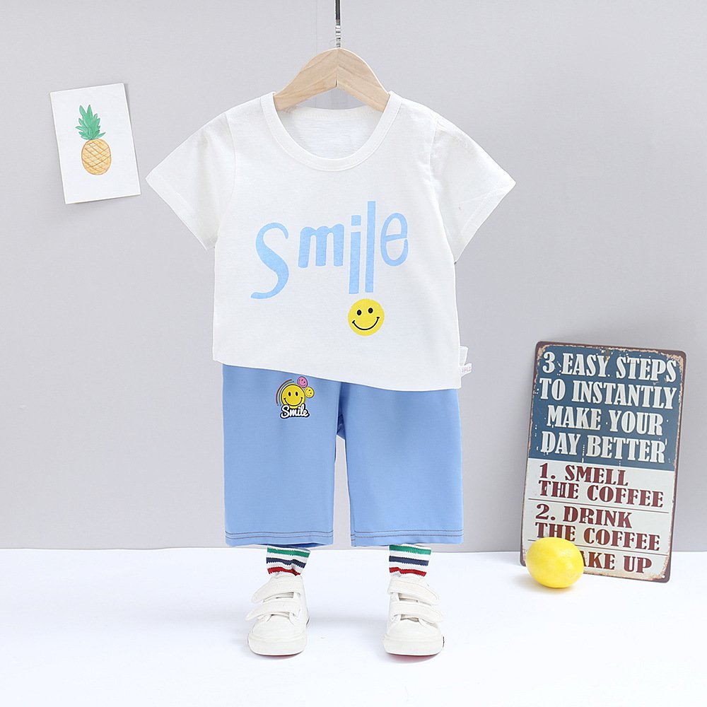 Children's short sleeve set summer cotton boys T-shirt girls shorts Baby baby clothes children's wholesale