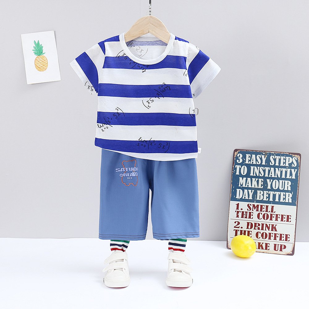 Children's short sleeve set summer cotton boys T-shirt girls shorts Baby baby clothes children's wholesale
