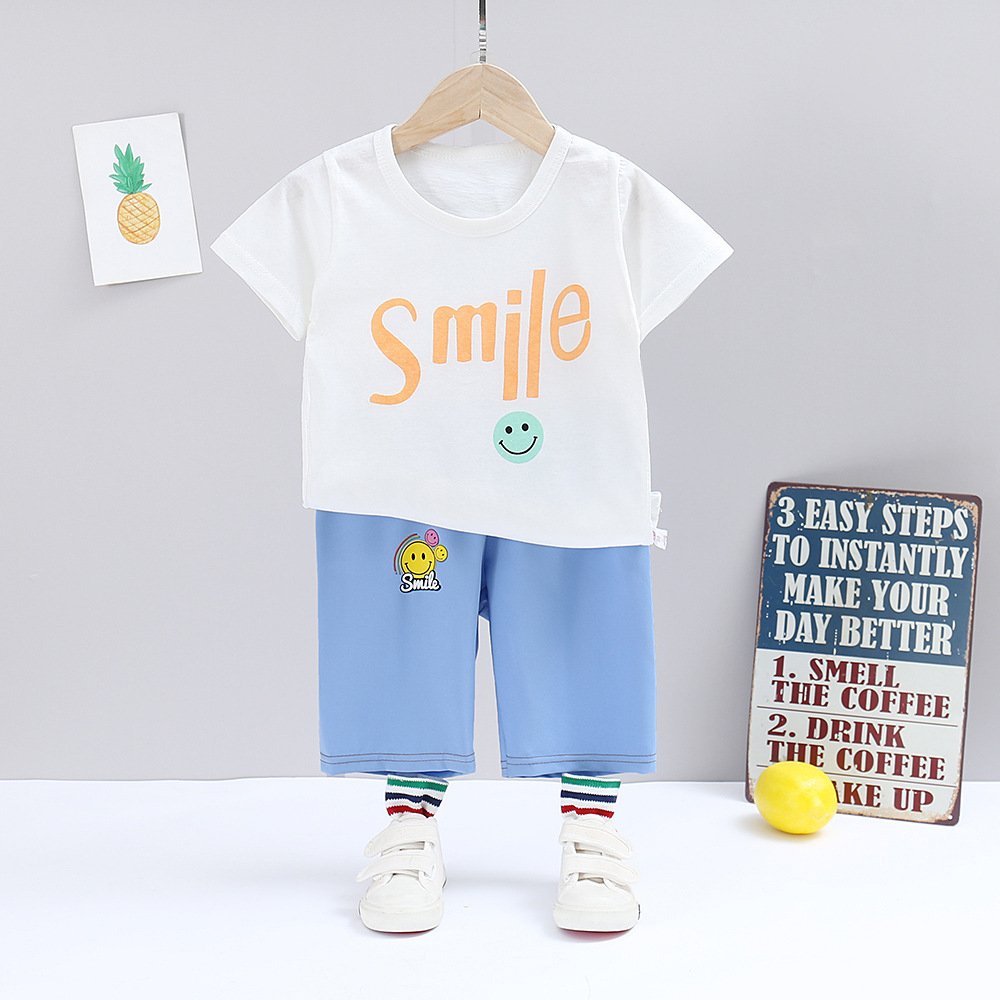 Children's short sleeve set summer cotton boys T-shirt girls shorts Baby baby clothes children's wholesale