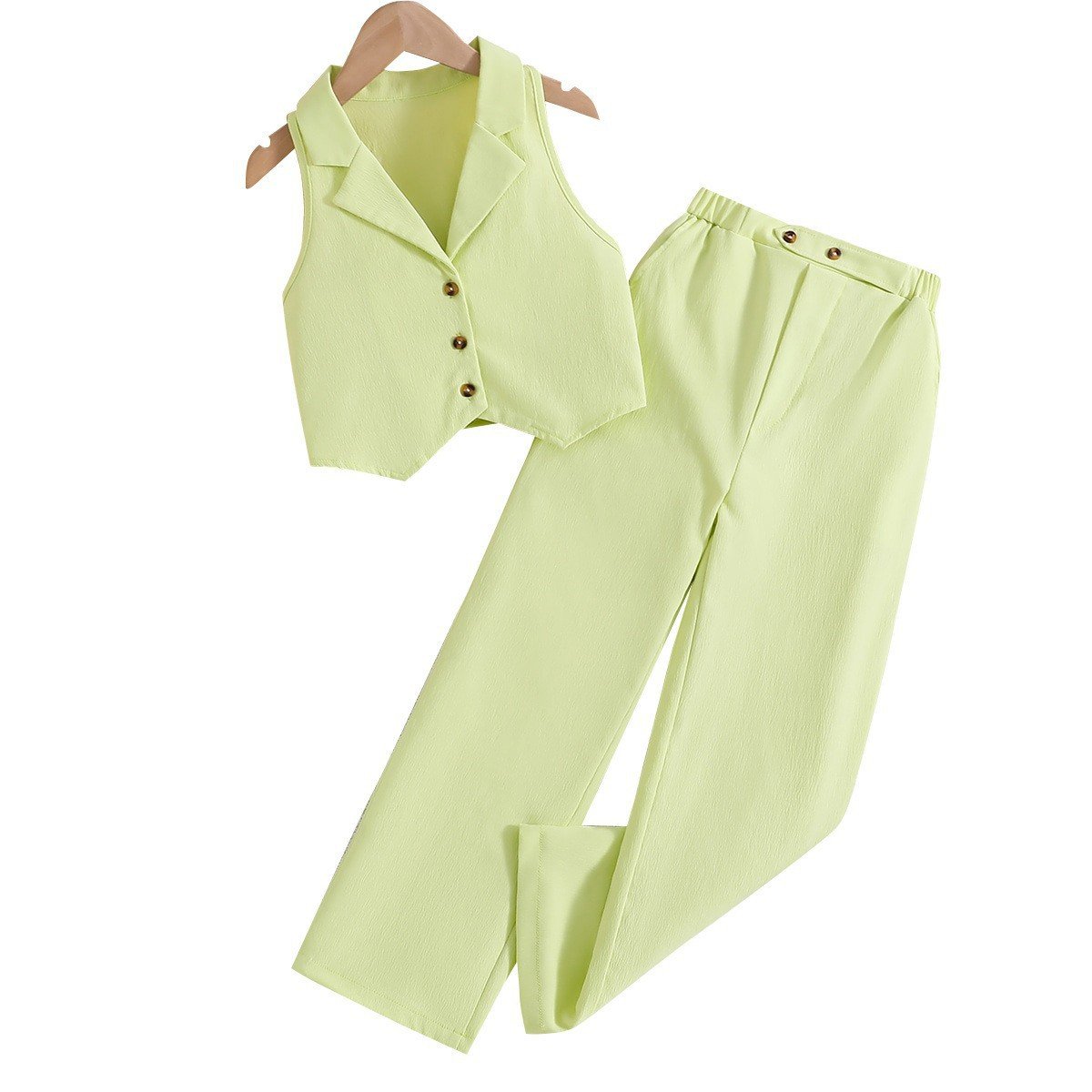 new fashion suit style 4 colors sleeveless top+pants kids suit set girls 2 pieces clothing set for summer