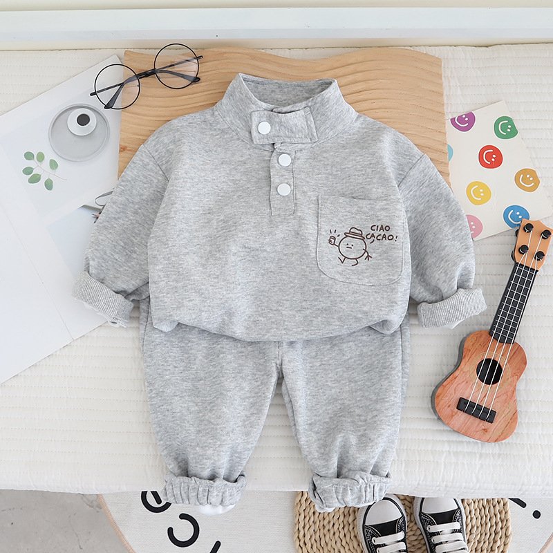 Fashion Spring Autumn Children's Suit casual and Pants Little Boy Clothing Astronaut Pocket Lapel Boys Kids Clothing Set