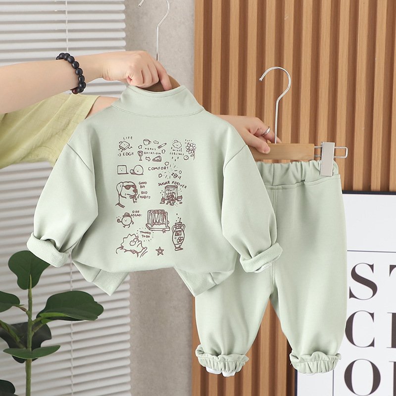 Fashion Spring Autumn Children's Suit casual and Pants Little Boy Clothing Astronaut Pocket Lapel Boys Kids Clothing Set