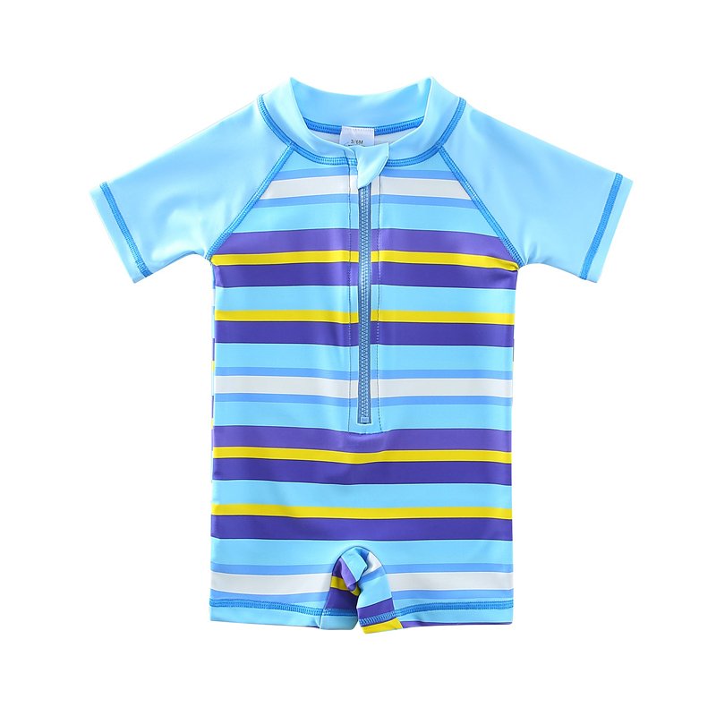 Baby Boy Swimwear Short Sleeve Zipper Infant Swimming Clothes Baby Swimsuit Beachwear UPF 50+