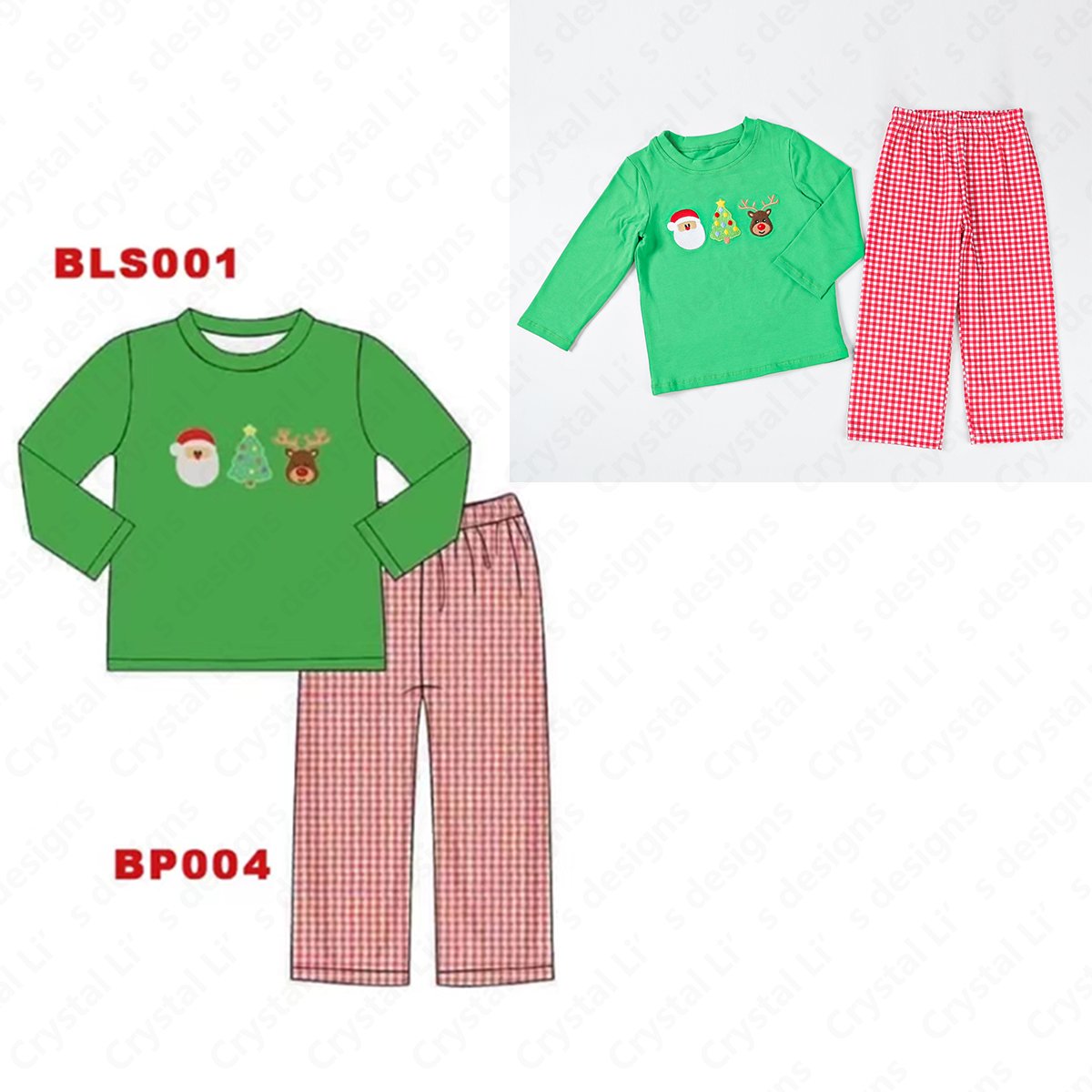 Wholesale boys clothing sets Christmas design kids clothing boy custom embroidery children's clothing