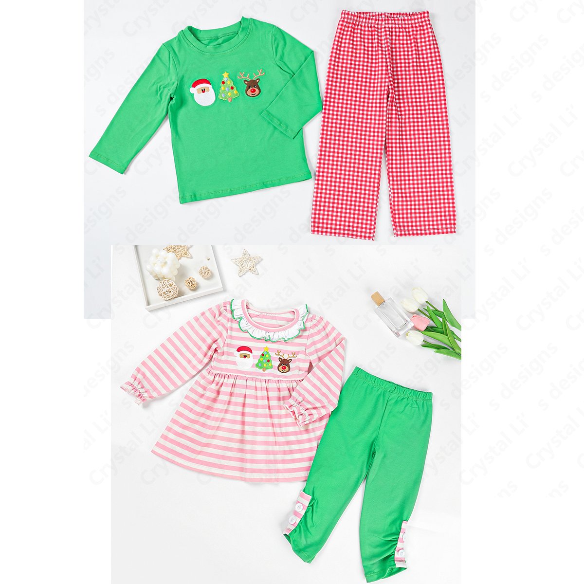 Wholesale boys clothing sets Christmas design kids clothing boy custom embroidery children's clothing