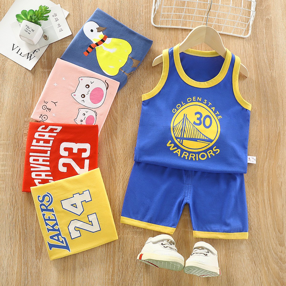 Wholesale children Boys clothing sets 3-4 years tank tops cotton shorts clothes for boys