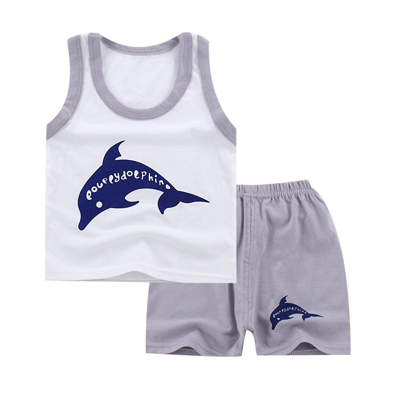 Wholesale children Boys clothing sets 3-4 years tank tops cotton shorts clothes for boys