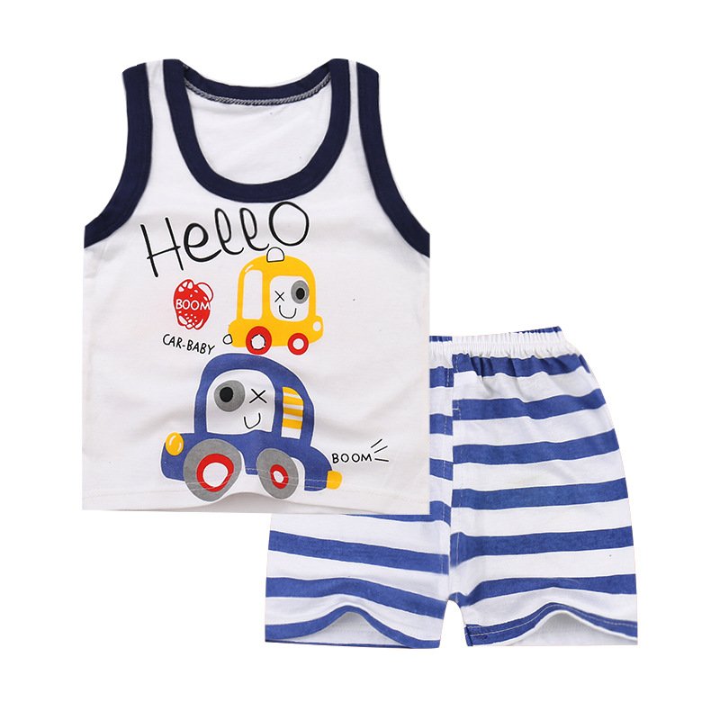 Wholesale children Boys clothing sets 3-4 years tank tops cotton shorts clothes for boys