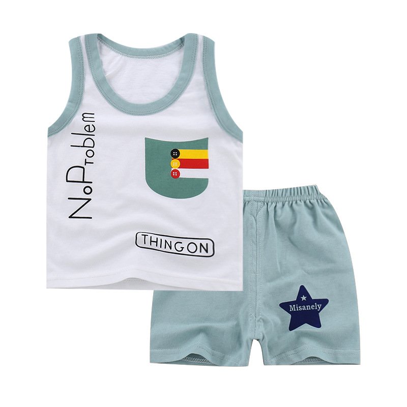 Wholesale children Boys clothing sets 3-4 years tank tops cotton shorts clothes for boys