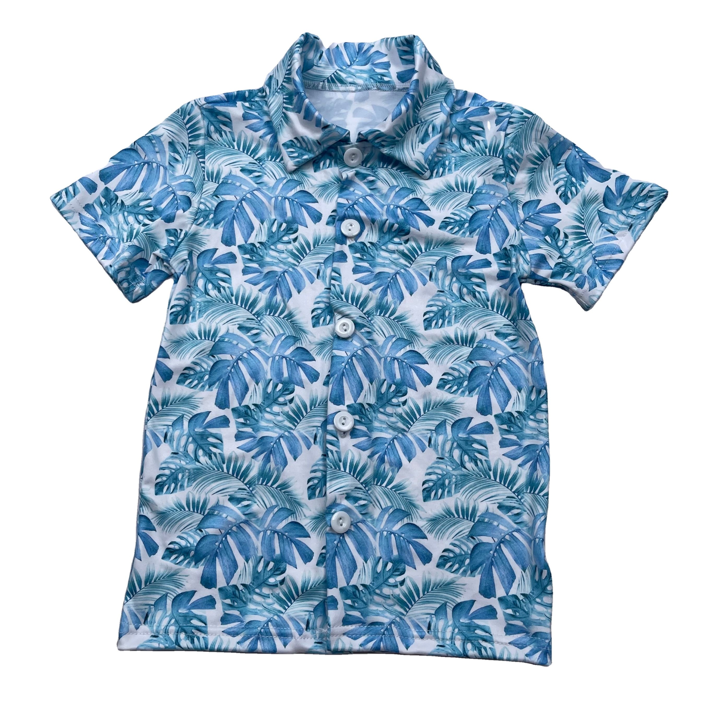 Qingli Oem Wholesale Kids Girls Casual Polo Shirts Custom Dinosaur Print Baby Boys Button Tops