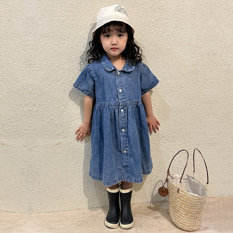 2024 summer baby boys and girls clothing sets short sleeve casual baby girl dress and boys denim fashion two piece suit lbc