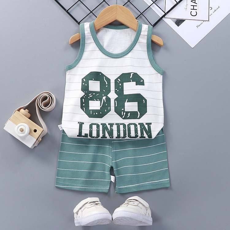 wholesale summer boys two-piece kids summer vest shorts suit children's vest suit cotton girls summer clothes