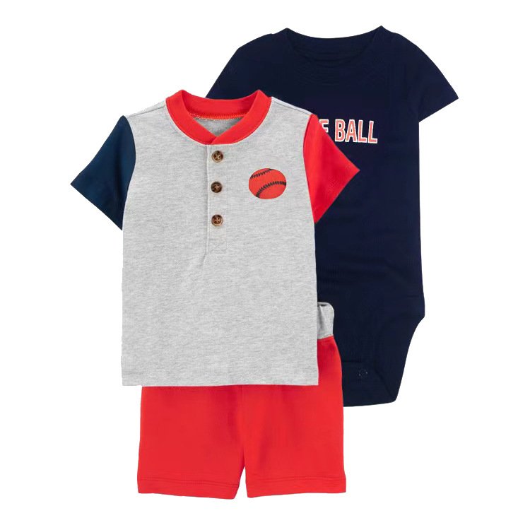 100%Cotton Comfortable Soft Baby Boy Pajamas 3 Pcs Set Infant Romper Sets High Quality Summer Coolness Romper For Baby
