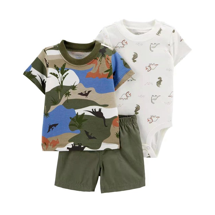 100%Cotton Comfortable Soft Baby Boy Pajamas 3 Pcs Set Infant Romper Sets High Quality Summer Coolness Romper For Baby