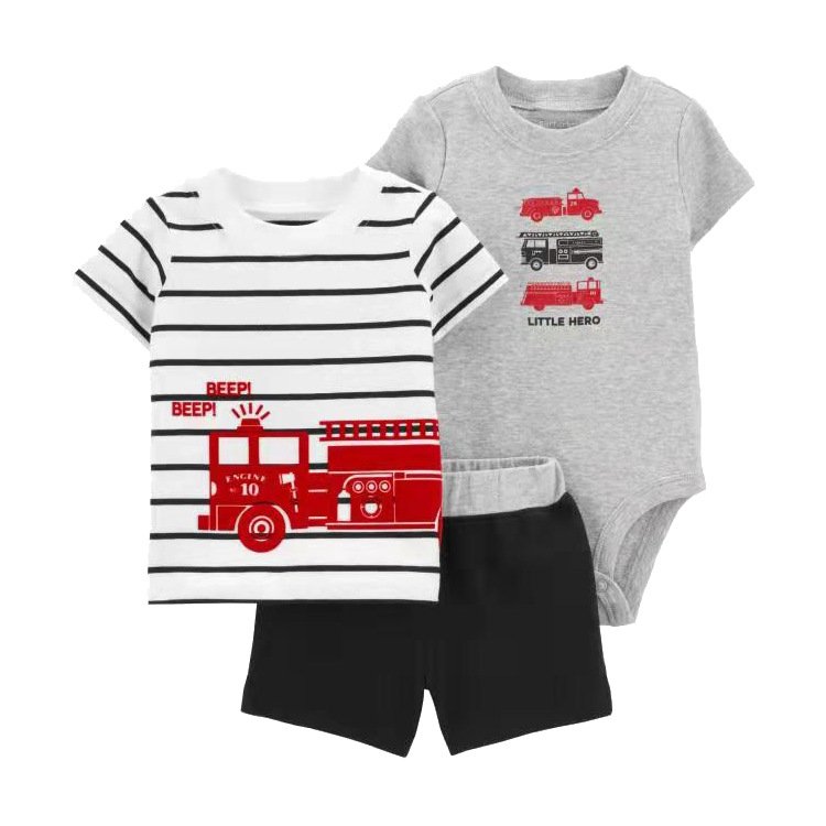 100%Cotton Comfortable Soft Baby Boy Pajamas 3 Pcs Set Infant Romper Sets High Quality Summer Coolness Romper For Baby