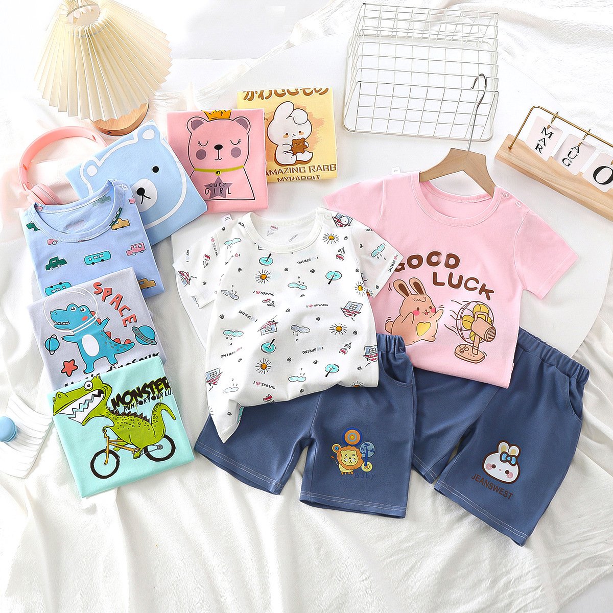 0-6 years old summer new cotton children's short-sleeved T-shirt baby short-sleeved shorts two-piece set