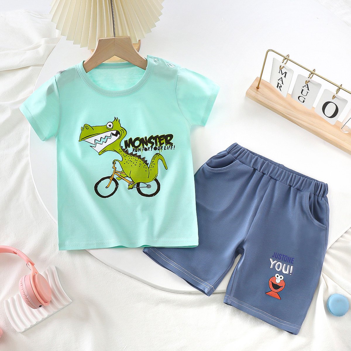 0-6 years old summer new cotton children's short-sleeved T-shirt baby short-sleeved shorts two-piece set