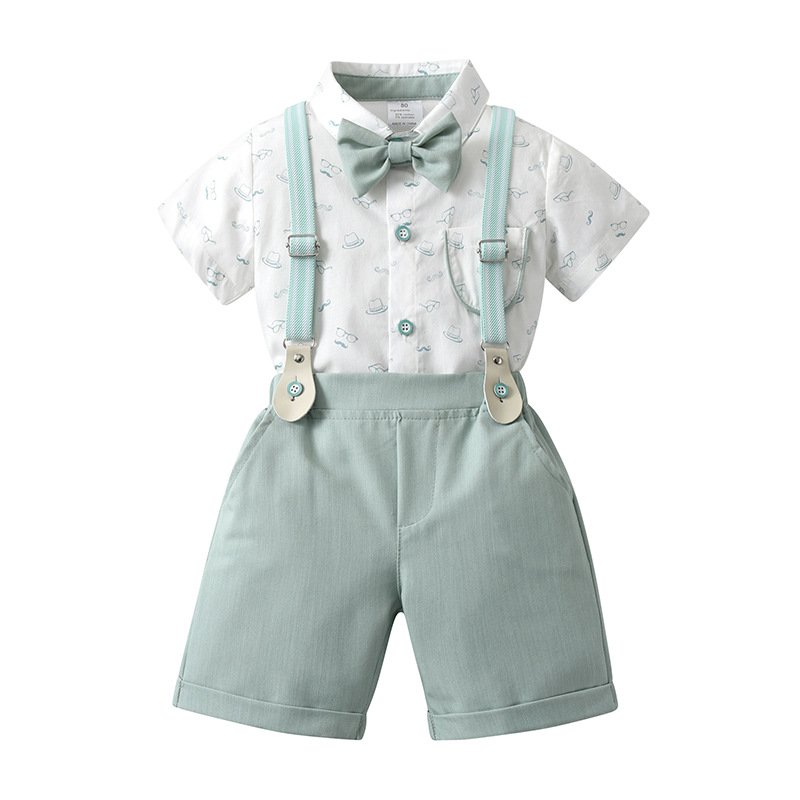 Toddler boy clothing set boys sets baby clothes short sleeve wedding suit shirt boy printed children clothes outfits
