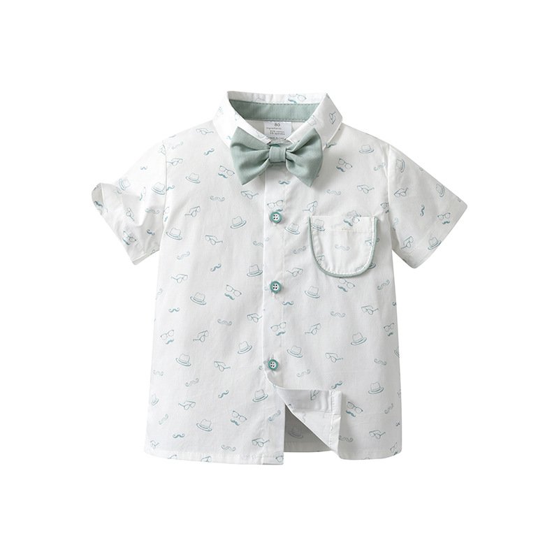 Toddler boy clothing set boys sets baby clothes short sleeve wedding suit shirt boy printed children clothes outfits