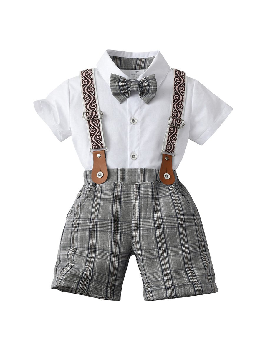 Toddler boy clothing set boys sets baby clothes short sleeve wedding suit shirt boy printed children clothes outfits