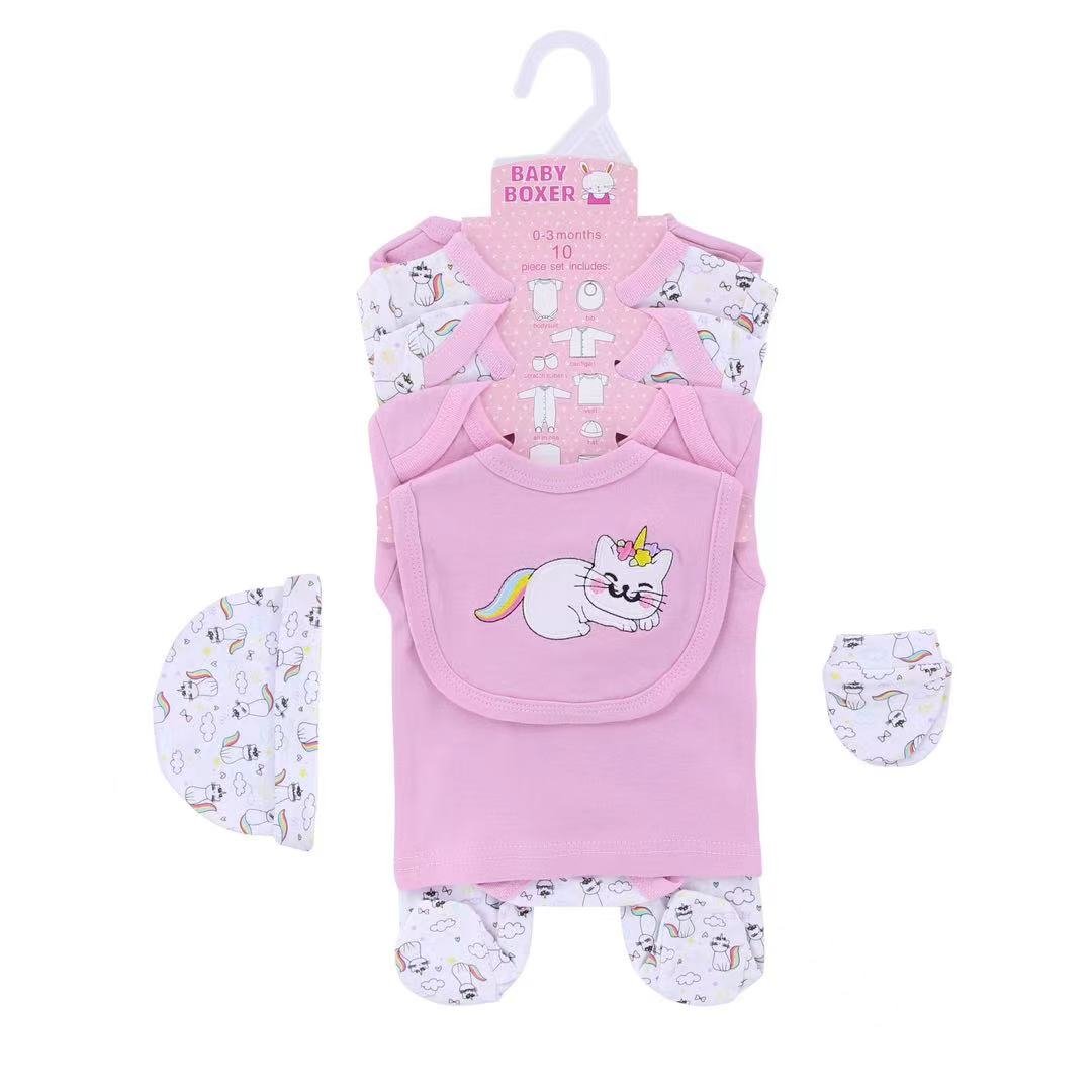100% Cotton winter Long Sleeve Bodysuit Baby Clothes Rompers boy Girls Gift Cartoon Printed 8 Pcs set Pack Baby suit Set