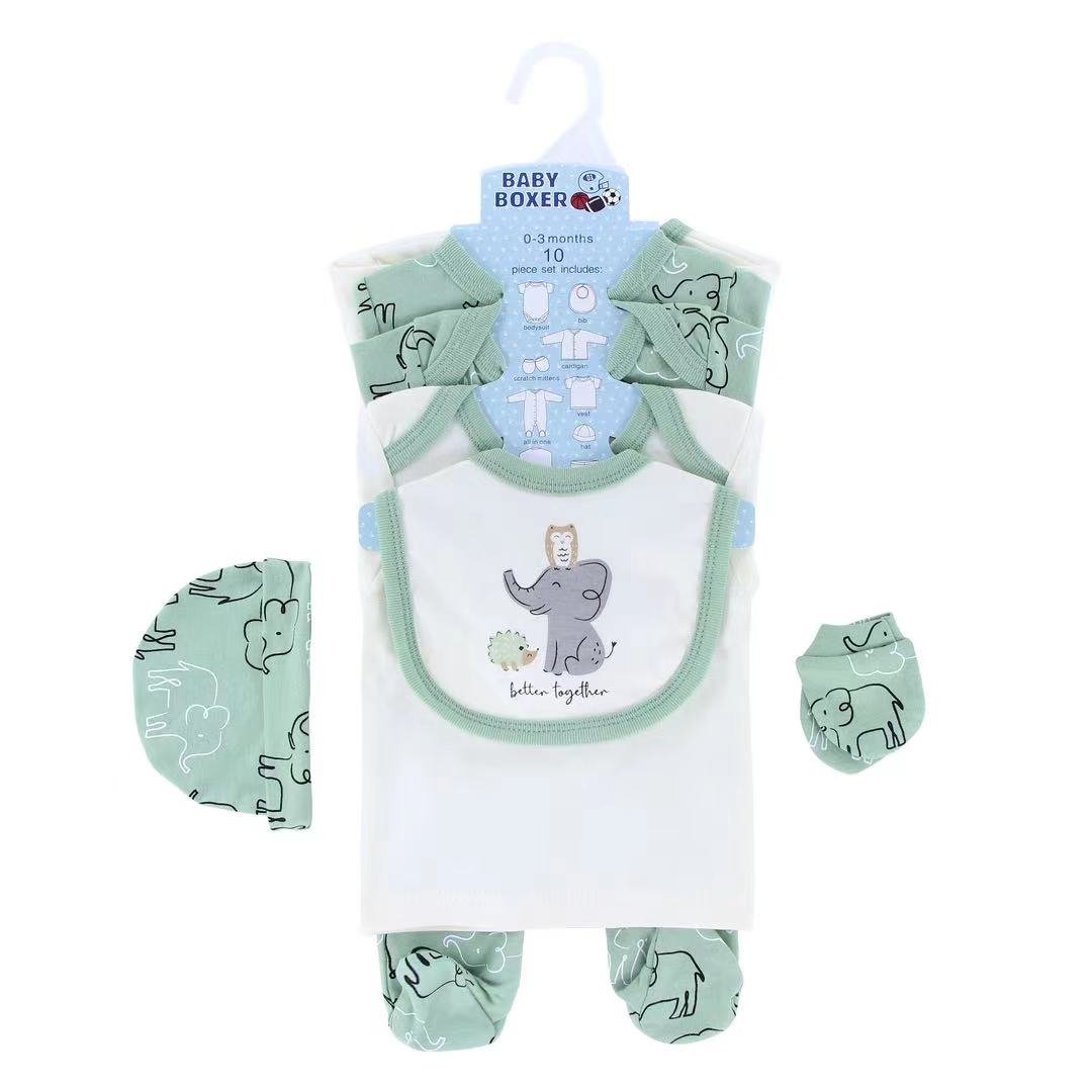 100% Cotton winter Long Sleeve Bodysuit Baby Clothes Rompers boy Girls Gift Cartoon Printed 8 Pcs set Pack Baby suit Set
