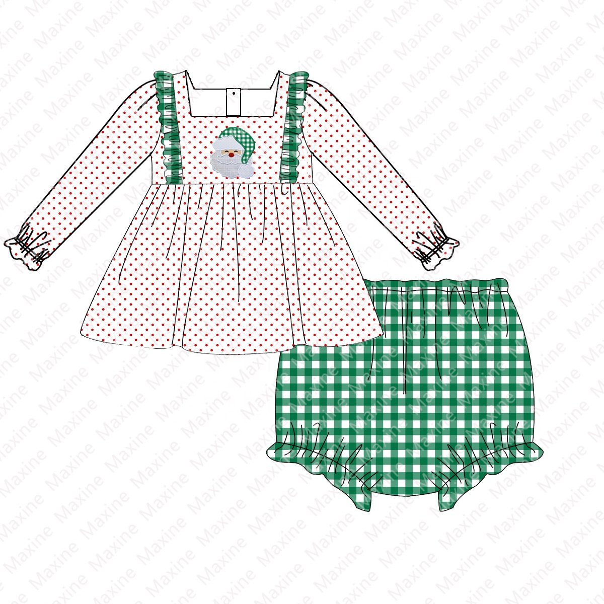 Customized New Products Christmas Boys Clothing Sets Santa Applique Custom Kids Clothing With Best-selling custom
