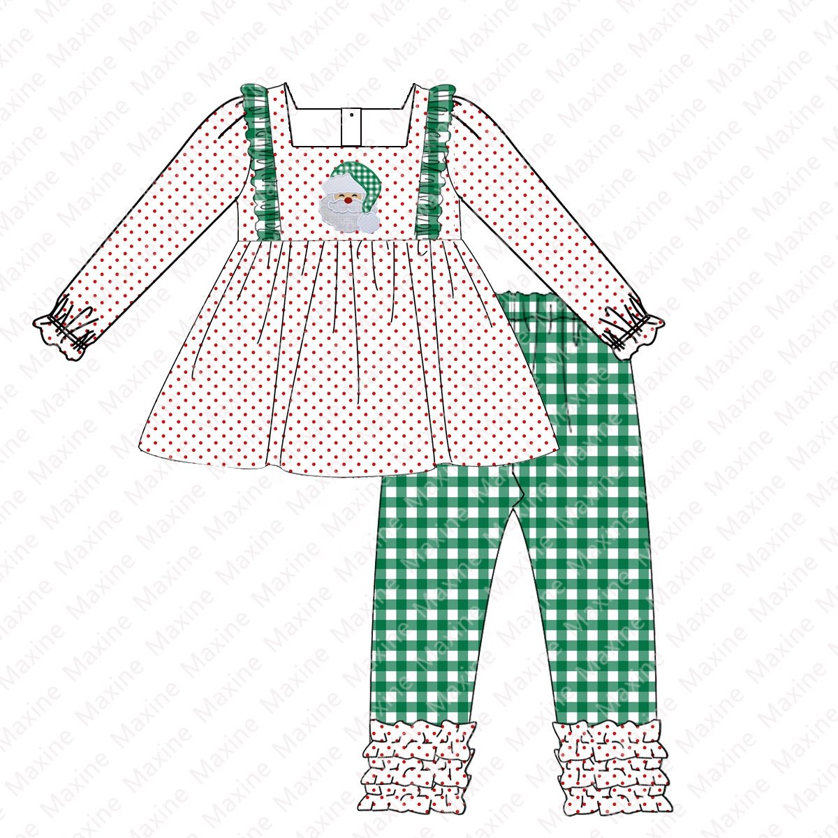 Customized New Products Christmas Boys Clothing Sets Santa Applique Custom Kids Clothing With Best-selling custom