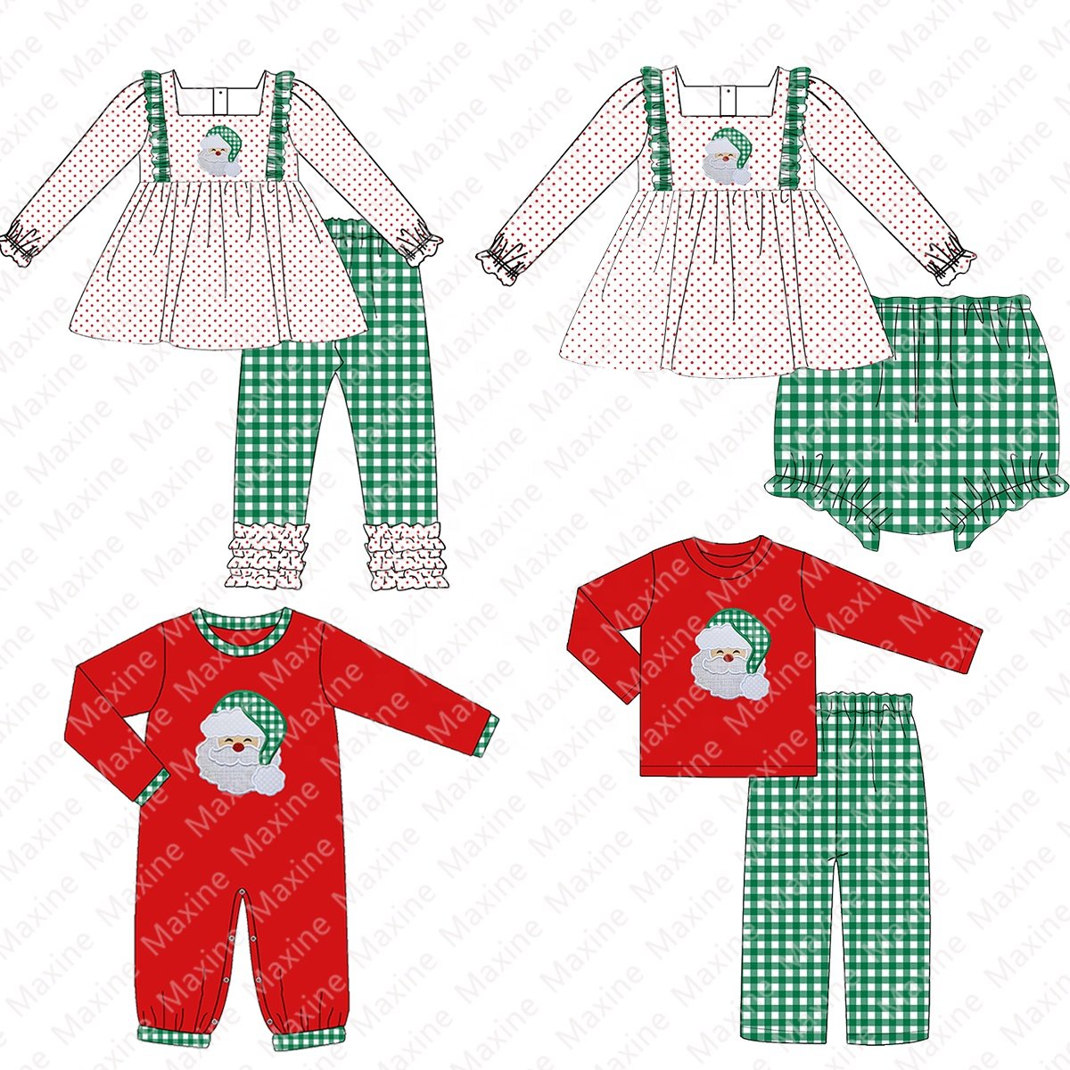 Customized New Products Christmas Boys Clothing Sets Santa Applique Custom Kids Clothing With Best-selling custom