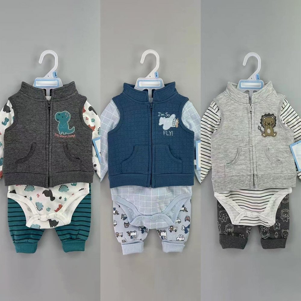 Winter 0-9 Month Baby Girls And Boys Hoodie Vest+Trousers+Long Sleeve Romper 3pcs Clothes Set Thick Newborn Baby Set