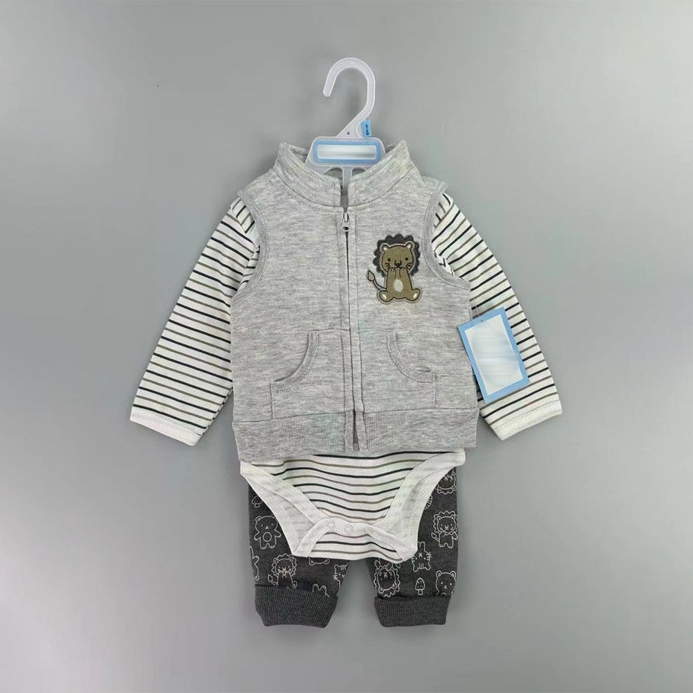 Winter 0-9 Month Baby Girls And Boys Hoodie Vest+Trousers+Long Sleeve Romper 3pcs Clothes Set Thick Newborn Baby Set