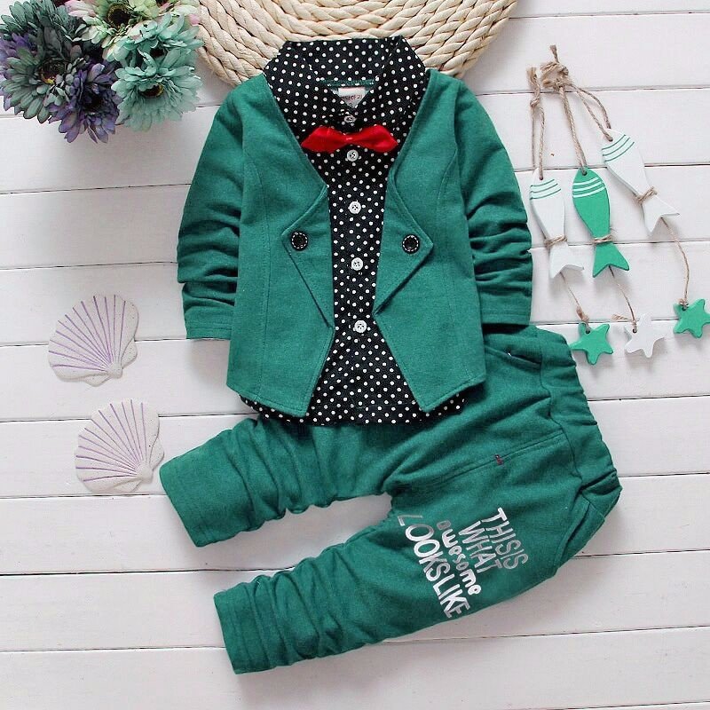 Conyson Wholesale Winter Knitted 2years Baby Boy Clothes 2Pcs Baby children Clothing Sets for Kids Wedding Casual Print Suit