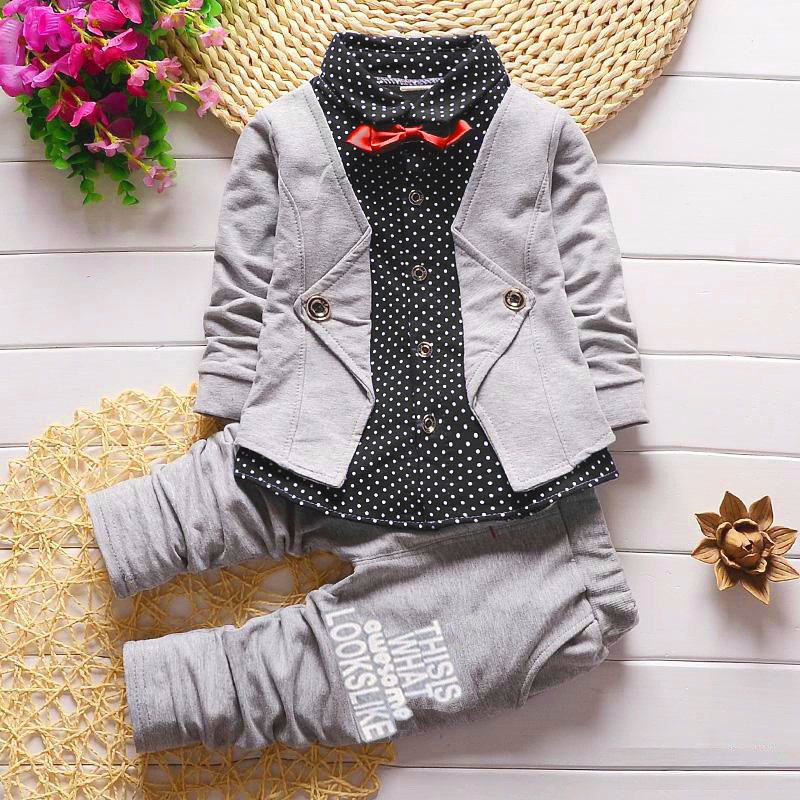 Conyson Wholesale Winter Knitted 2years Baby Boy Clothes 2Pcs Baby children Clothing Sets for Kids Wedding Casual Print Suit