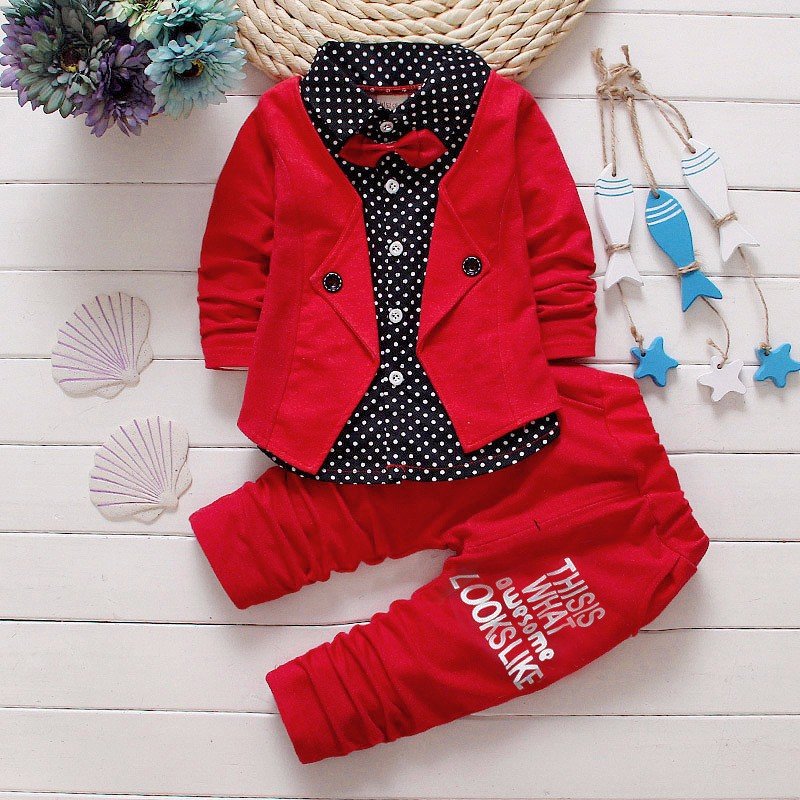 Conyson Wholesale Winter Knitted 2years Baby Boy Clothes 2Pcs Baby children Clothing Sets for Kids Wedding Casual Print Suit