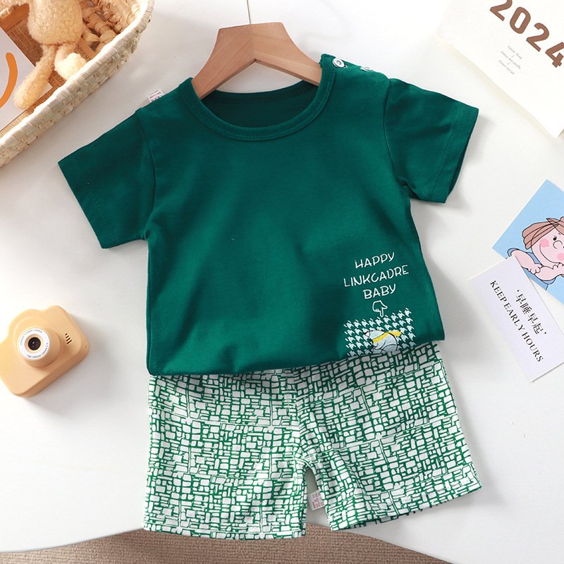 2024 Summer baby Cotton casual sleepwear Two piece kids Clothes Girl Children T shirt shorts clothing sets for Toddler boys