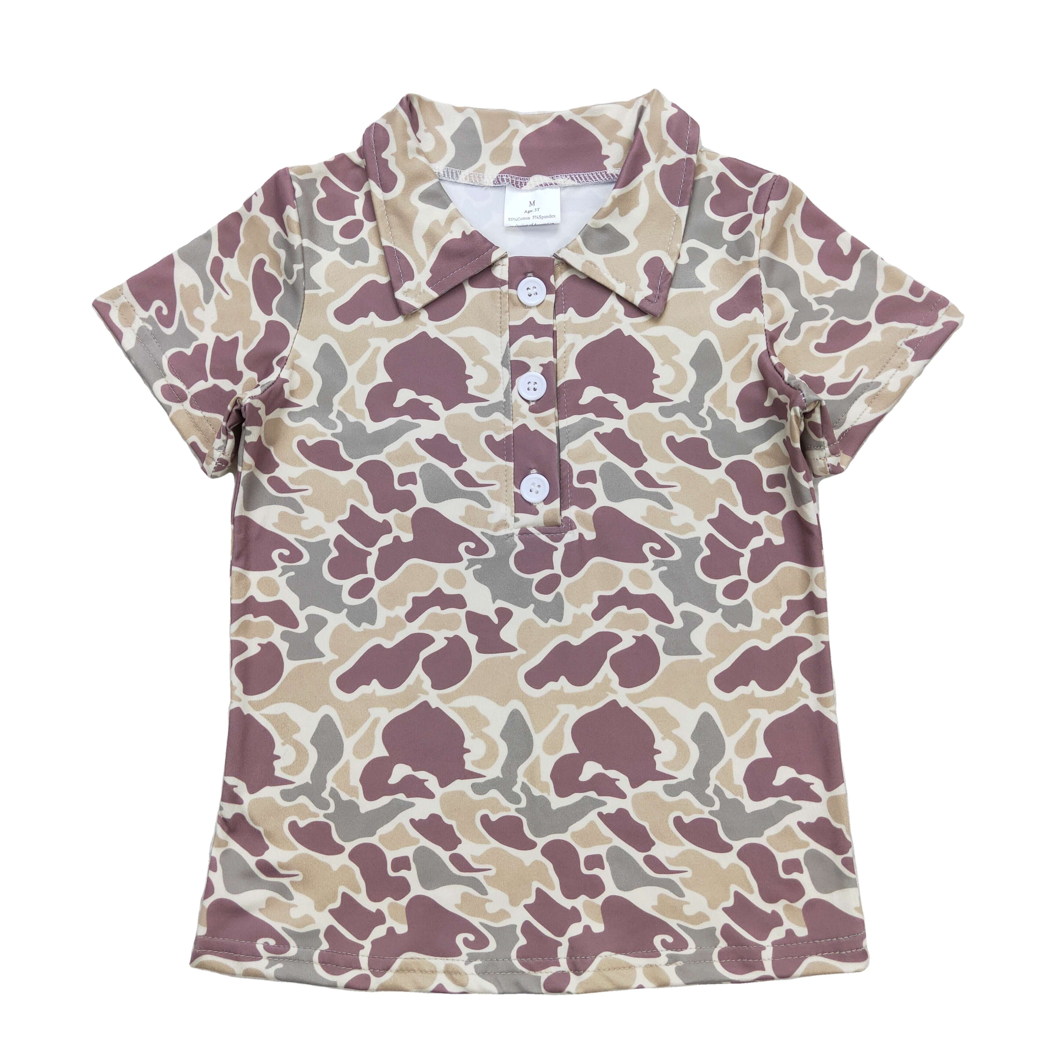 Western clothes shirt short sleeves camo print wholesale kids boys polo shirt boutique low price clothes
