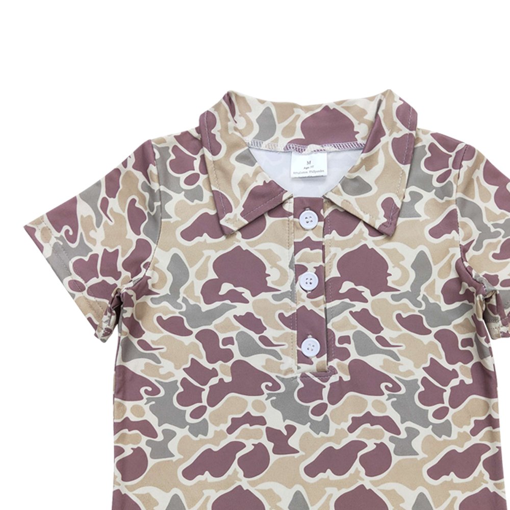 Western clothes shirt short sleeves camo print wholesale kids boys polo shirt boutique low price clothes