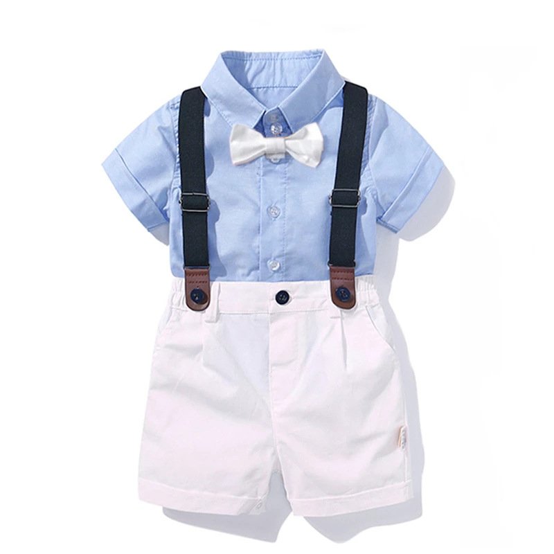 Kids Gentleman Clothes Toddler Boy Infant Baby Kid Causal Outfits for Boys 1 to 6 Years Blue Shirts Shorts Boys Baby Clothes