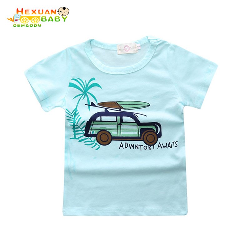 Factory custom kids summer clothing sets cotton knit printed embroidery 2 piece set for boys