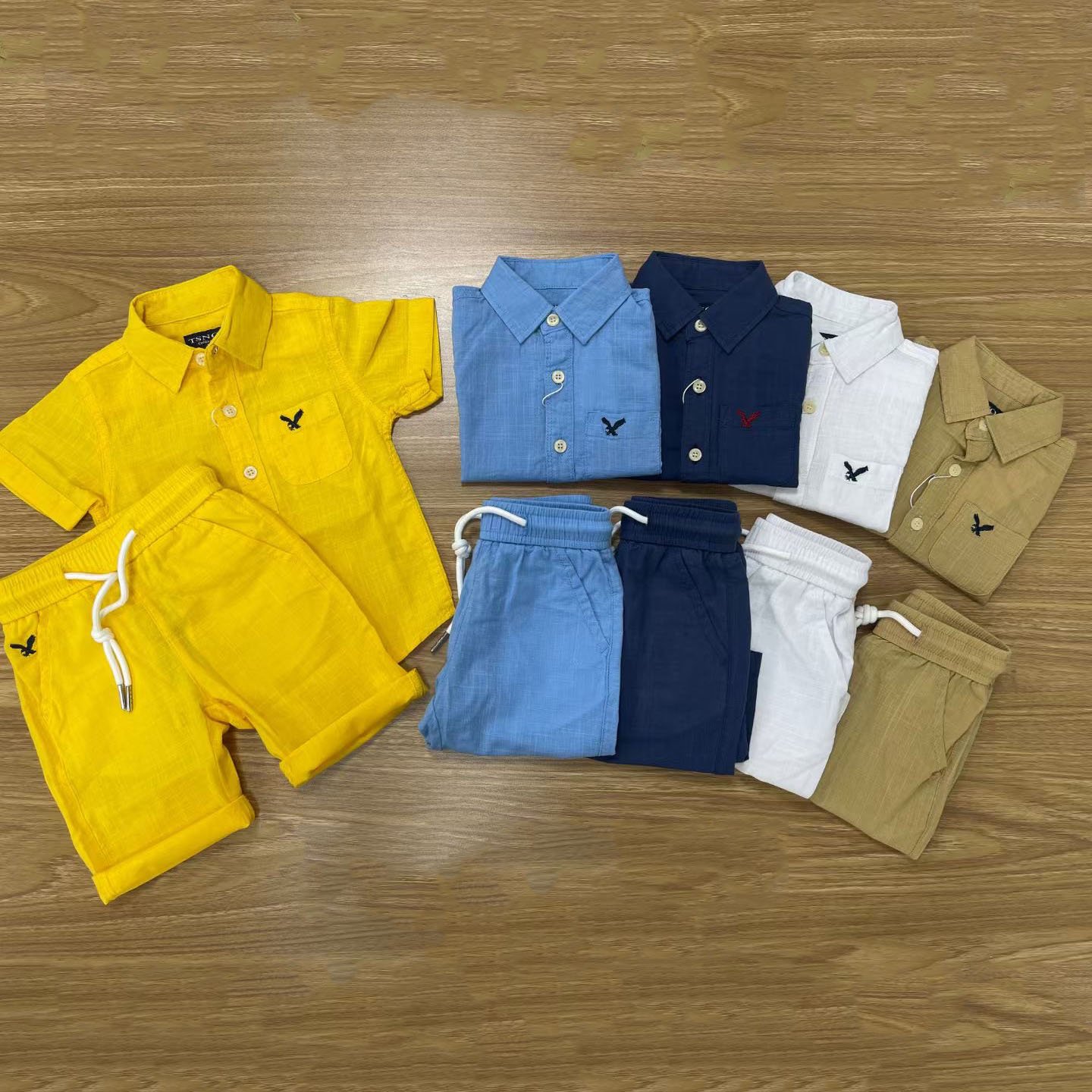 New Arrival toddler boys clothing sets 6-36m Solid kids clothing sets Breathable boy linen sets