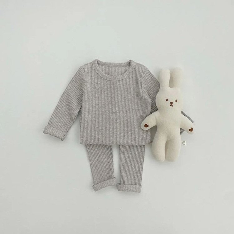 Baby Autumn Thick Pit Stripe Elastic Comfortable Home Furnishing Set for Boys and Girls Baby Pajamas Bottom Set for Autumn